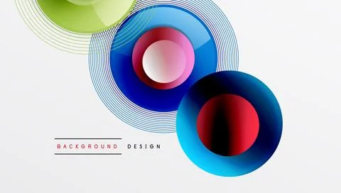 Abstract composition of overlapping circles with smooth gradients and Stock Illustration