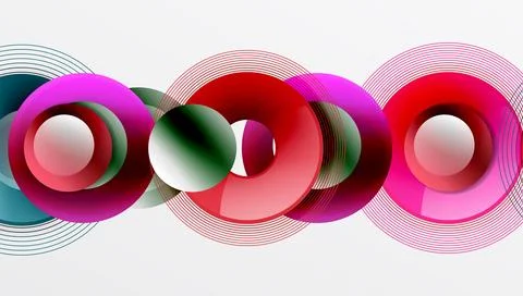 Abstract composition of overlapping circles with smooth gradients and イラスト素材