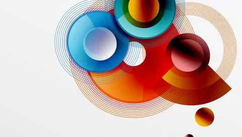 Abstract composition of overlapping circles with smooth gradients and Stock Illustration