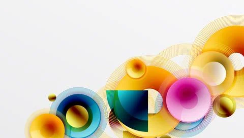 Abstract composition of overlapping circles with smooth gradients and イラスト素材