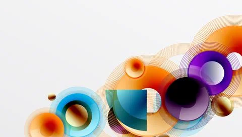 Abstract composition of overlapping circles with smooth gradients and Stock Illustration