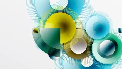 Abstract composition of overlapping circles with smooth gradients and イラスト素材