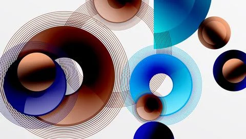 Abstract composition of overlapping circles with smooth gradients and イラスト素材
