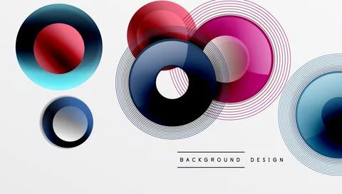 Abstract composition of overlapping circles with smooth gradients and イラスト素材