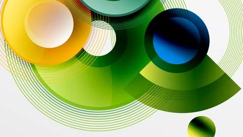 Abstract composition of overlapping circles with smooth gradients and Stock Illustration