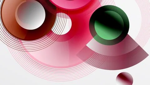 Abstract composition of overlapping circles with smooth gradients and イラスト素材