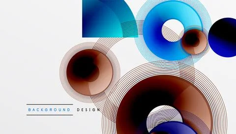 Abstract composition of overlapping circles with smooth gradients and Illustrazione stock