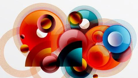 Abstract composition of overlapping circles with smooth gradients and Stock Illustration