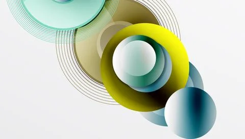 Abstract composition of overlapping circles with smooth gradients and Stock Illustration