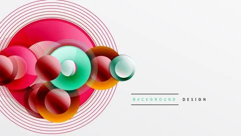 Abstract composition of overlapping circles with smooth gradients and Stock Illustration