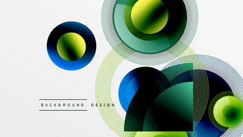 Abstract composition of overlapping circles with smooth gradients and Illustrazione stock