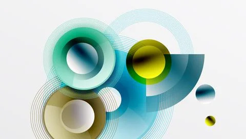 Abstract composition of overlapping circles with smooth gradients and イラスト素材