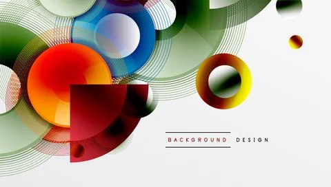Abstract composition of overlapping circles with smooth gradients and Illustrazione stock