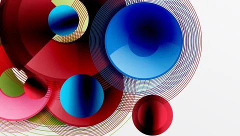 Abstract composition of overlapping circles with smooth gradients and Stock Illustration