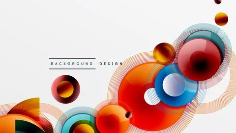 Abstract composition of overlapping circles with smooth gradients and Stock Illustration
