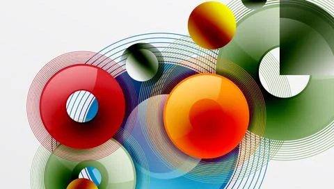 Abstract composition of overlapping circles with smooth gradients and イラスト素材