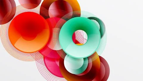 Abstract composition of overlapping circles with smooth gradients and イラスト素材