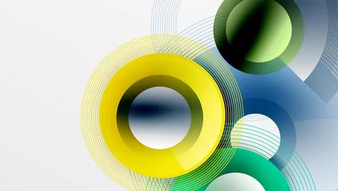 Abstract composition of overlapping circles with smooth gradients and Stock Illustration