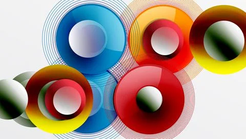 Abstract composition of overlapping circles with smooth gradients and イラスト素材