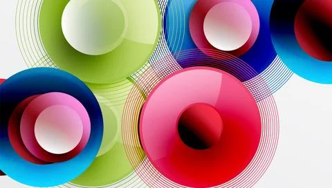 Abstract composition of overlapping circles with smooth gradients and イラスト素材