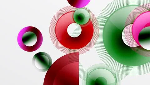Abstract composition of overlapping circles with smooth gradients and イラスト素材