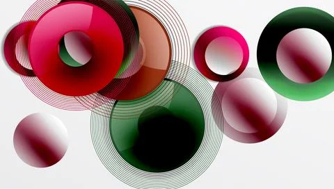 Abstract composition of overlapping circles with smooth gradients and Illustrazione stock