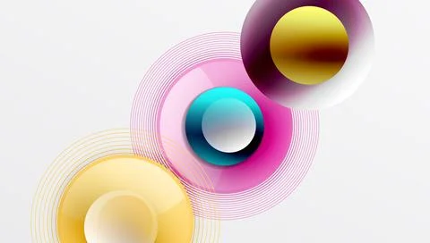 Abstract composition of overlapping circles with smooth gradients and イラスト素材