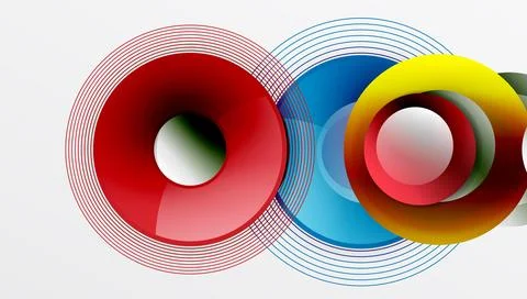 Abstract composition of overlapping circles with smooth gradients and Stock Illustration