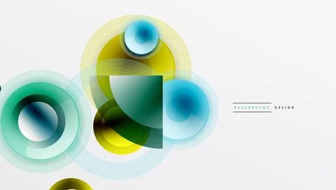 Abstract composition of overlapping circles with smooth gradients and イラスト素材