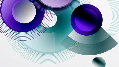 Abstract composition of overlapping circles with smooth gradients and イラスト素材