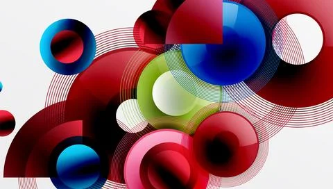 Abstract composition of overlapping circles with smooth gradients and イラスト素材