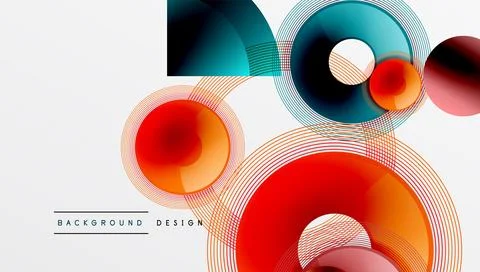 Abstract composition of overlapping circles with smooth gradients and イラスト素材