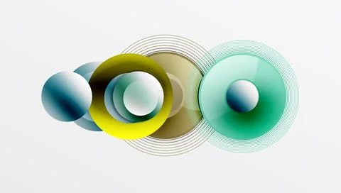 Abstract composition of overlapping circles with smooth gradients and イラスト素材