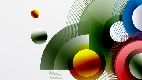 Abstract composition of overlapping circles with smooth gradients and Stock Illustration