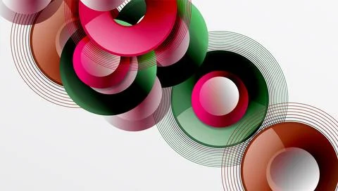 Abstract composition of overlapping circles with smooth gradients and Stock Illustration