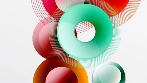 Abstract composition of overlapping circles with smooth gradients and Stock Illustration