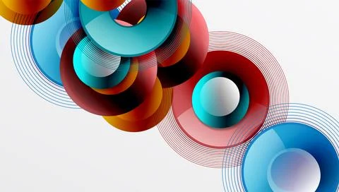 Abstract composition of overlapping circles with smooth gradients and イラスト素材