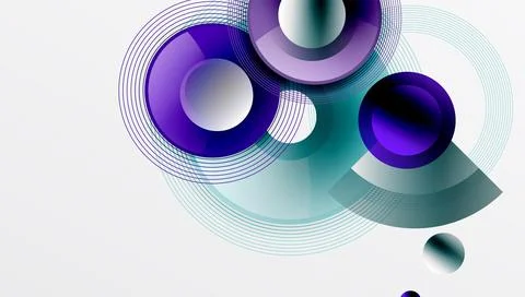 Abstract composition of overlapping circles with smooth gradients and イラスト素材