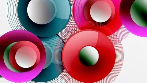 Abstract composition of overlapping circles with smooth gradients and イラスト素材