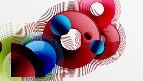Abstract composition of overlapping circles with smooth gradients and イラスト素材