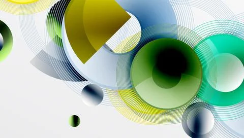 Abstract composition of overlapping circles with smooth gradients and イラスト素材