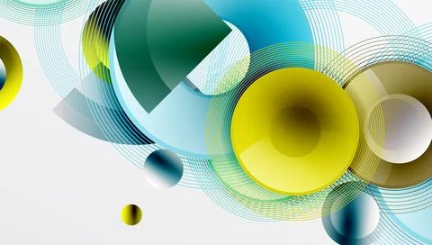 Abstract composition of overlapping circles with smooth gradients and イラスト素材