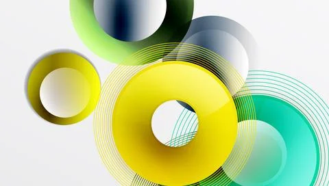 Abstract composition of overlapping circles with smooth gradients and イラスト素材