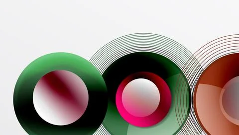 Abstract composition of overlapping circles with smooth gradients and イラスト素材