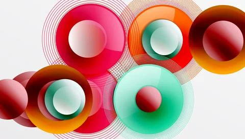 Abstract composition of overlapping circles with smooth gradients and Stock Illustration