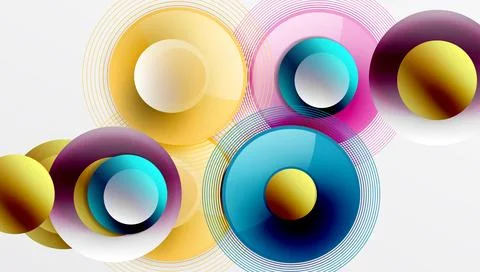 Abstract composition of overlapping circles with smooth gradients and イラスト素材