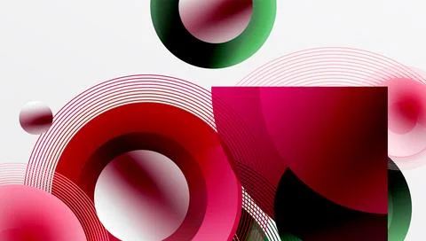 Abstract composition of overlapping circles with smooth gradients and イラスト素材