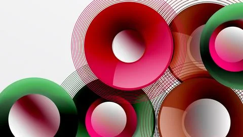 Abstract composition of overlapping circles with smooth gradients and Illustrazione stock