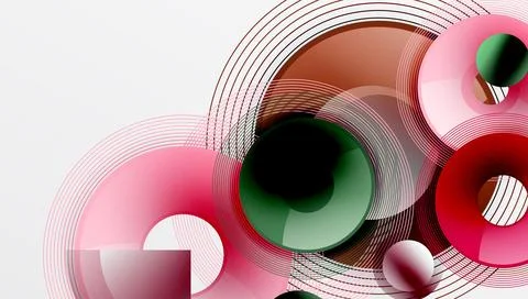 Abstract composition of overlapping circles with smooth gradients and Stock Illustration