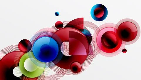 Abstract composition of overlapping circles with smooth gradients and イラスト素材